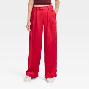 a new day Satin Red Wide-Leg Pants
